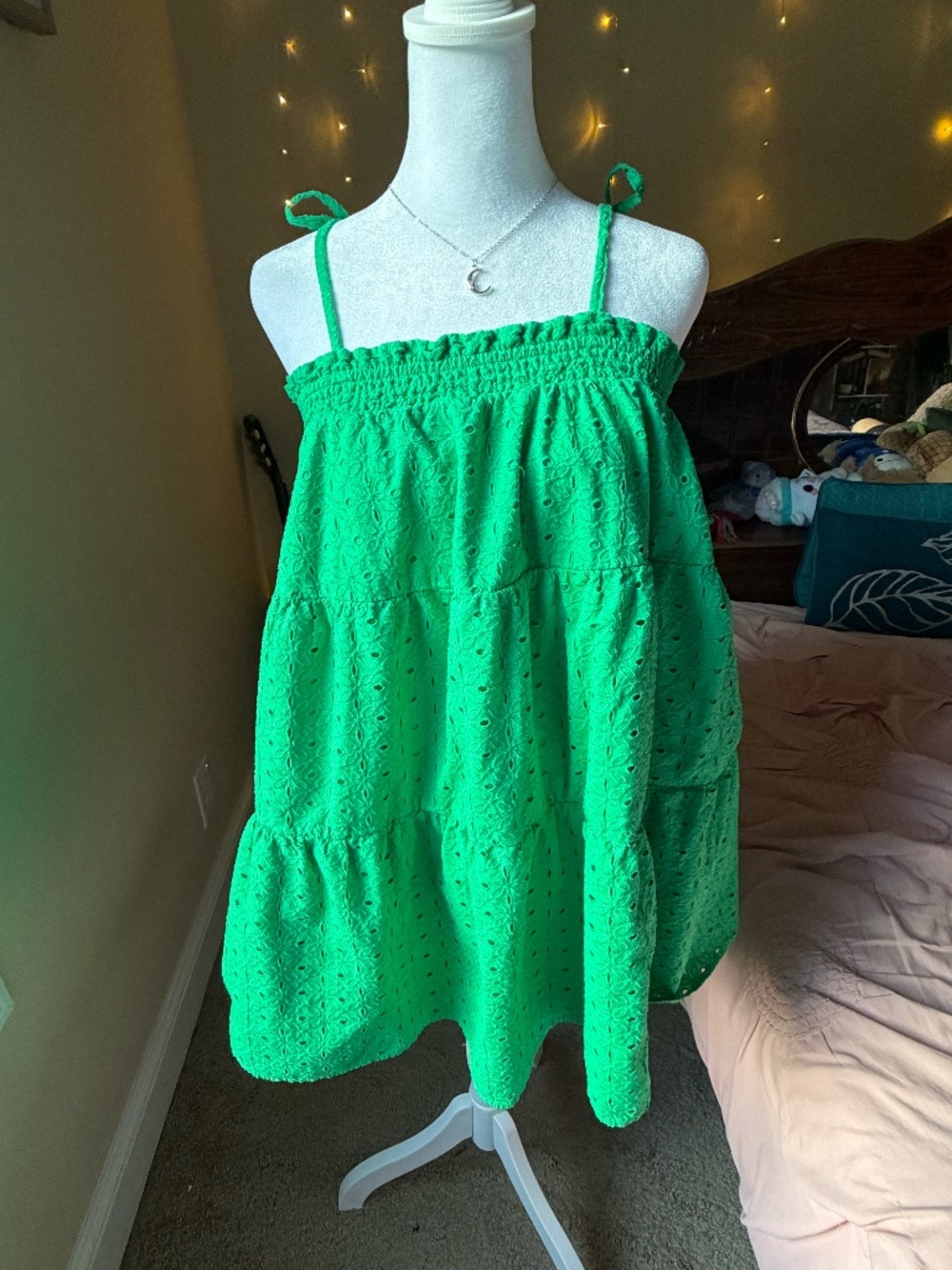 This vibrant Kelly green mini dress from Cabana by Crown & Ivy